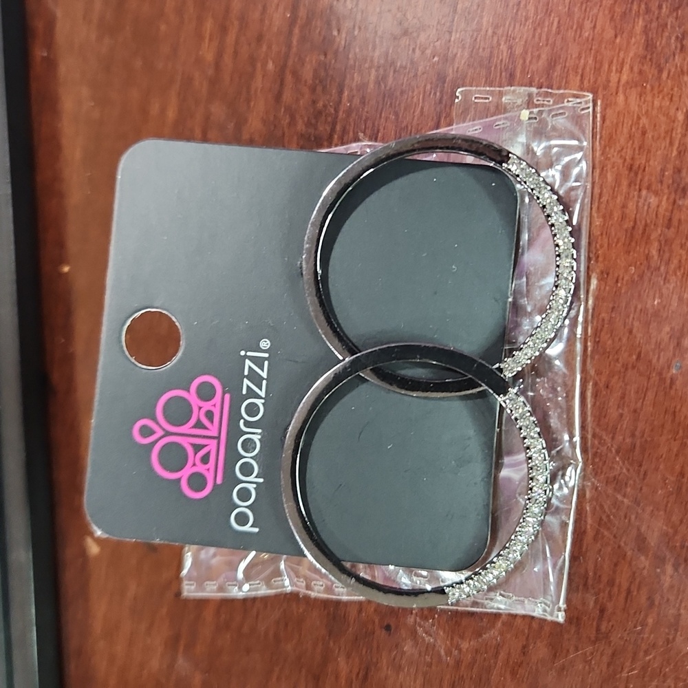 Post Black Rhinestone Earrings